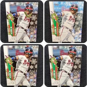 4 Different Ronald Acuna Jr Insert SSP Holiday Baseball Card Lot, Atlanta Braves